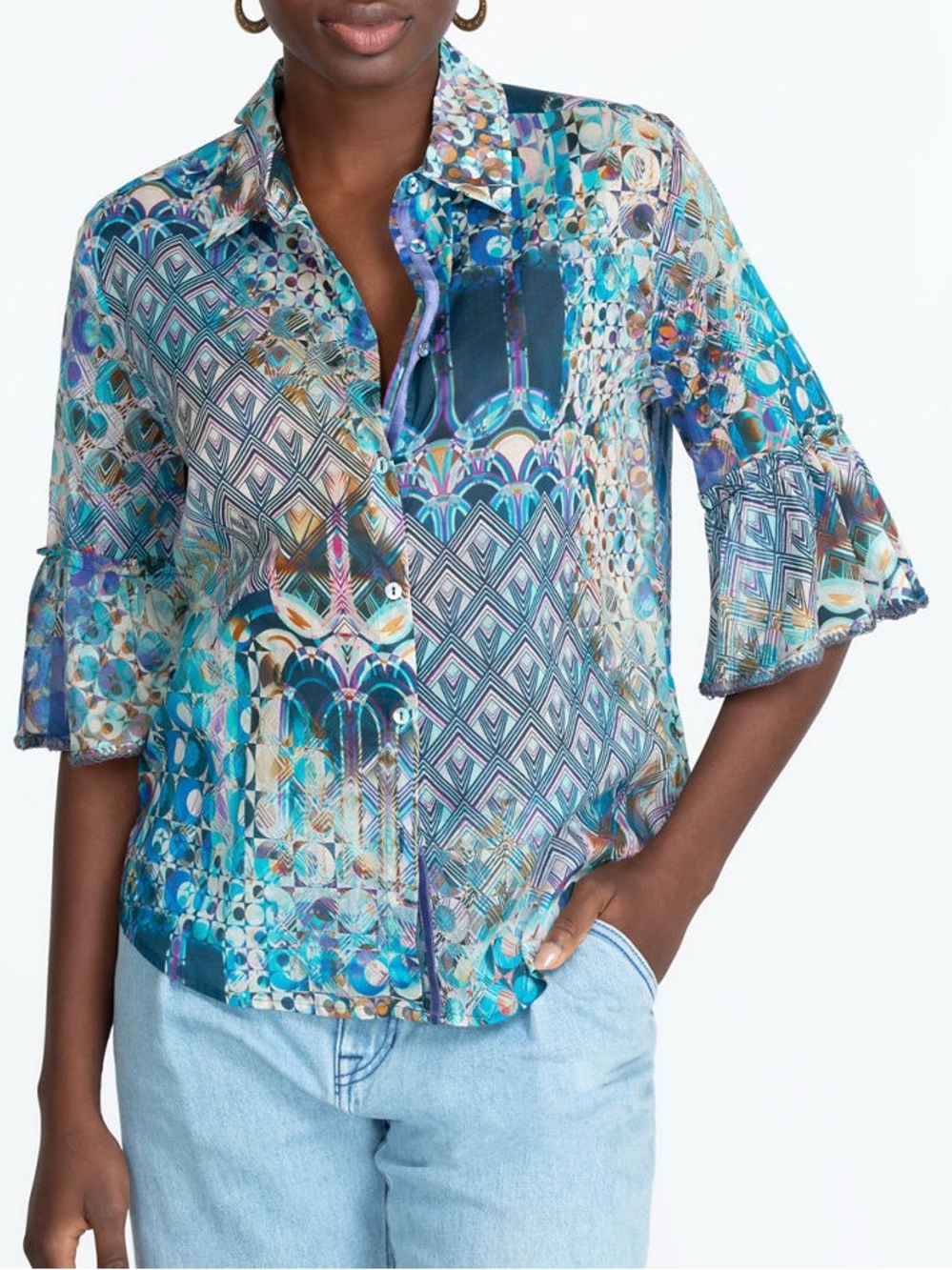 Johnny Was Klodi Ruffle Sleeve Blouse